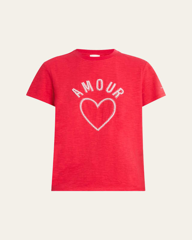 Pearl-Embellished Amour Crewneck Tee